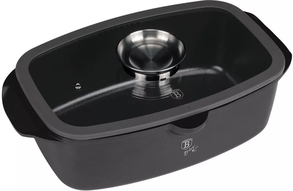 Berlinger Haus Antracit Collection pecsenyes�t�, �veg fed�vel, 32 x 21 x 10.6 cm, 6l, aroma gomb